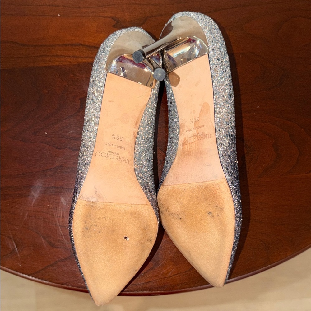 Jimmy Choo Glittering Silver and Black Heels - Picture 6 of 8